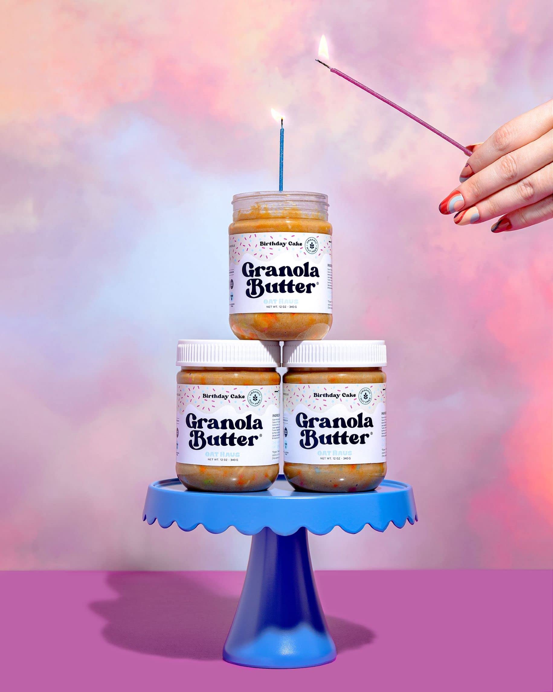 KWEEN Oat Haus Birthday Cake Granola Butter | Peanut-free, Almond (Tree-Nut) Free, & School-Safe (Top 8 Allergen Free) | Edible Cookie Dough