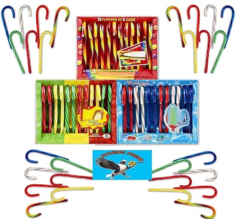 AirHeads, Star Burst, and Skittlles Candy Canes 36 Count - Assorted Fruity Candy Cane Mix, Individually Wrapped Christmas Holiday Stocking Stuffers