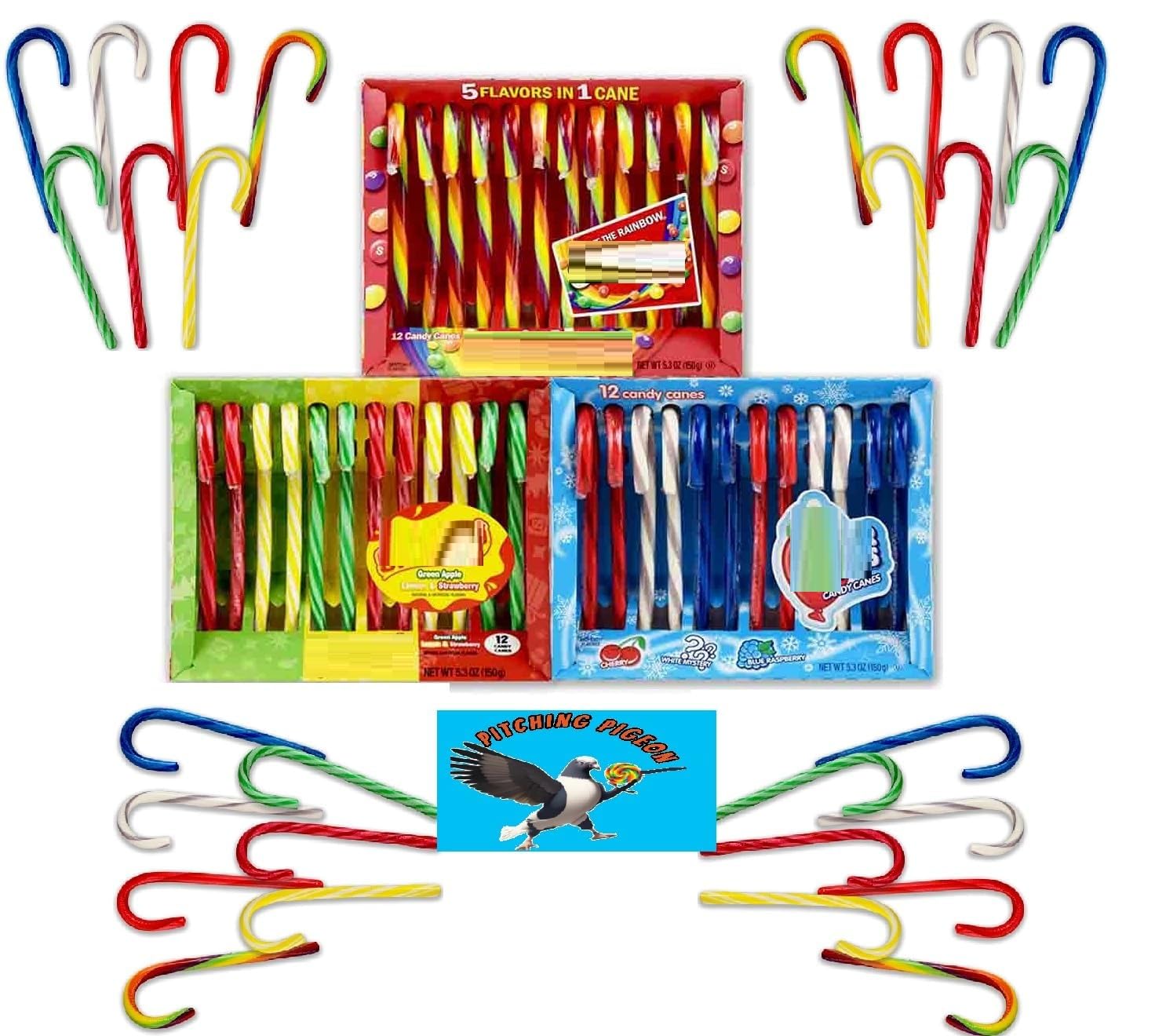 AirHeads, Star Burst, and Skittlles Candy Canes 36 Count - Assorted Fruity Candy Cane Mix, Individually Wrapped Christmas Holiday Stocking Stuffers