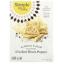 Simple Mills Almond Flour Crackers, Black Cracked Pepper - Gluten Free, Vegan, Healthy Snacks, Plant Based, 4.25 Ounce (Pack of 1)