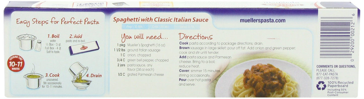 Mueller's Spaghetti, 16-Ounce Boxes (Pack of 20)
