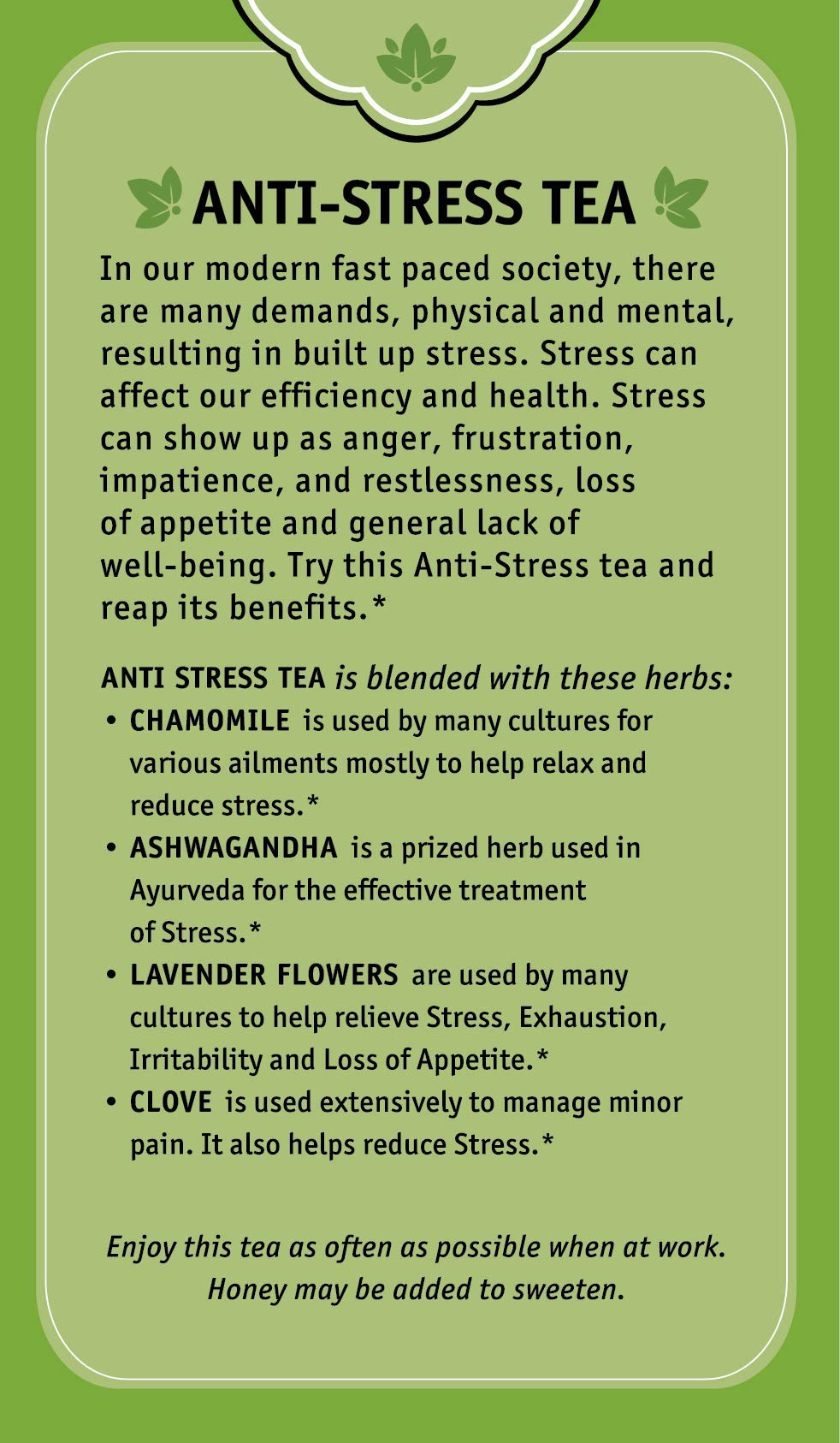 Herbal Cup Ayurveda Tea, Organic Anti-Stress, No Caffeine Herbal Supplement (Anti-Stress, 16 Count (Pack of 6))