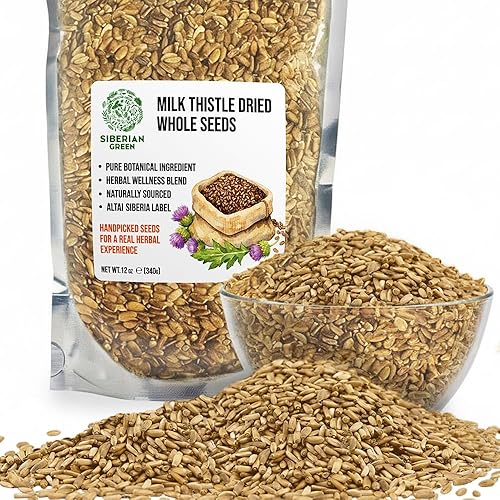 Siberian Green Milk Thistle Dried Whole Seeds Tea 340g (12 oz) Clean Caffeine-Free Harvest Botanical Silybum marianum