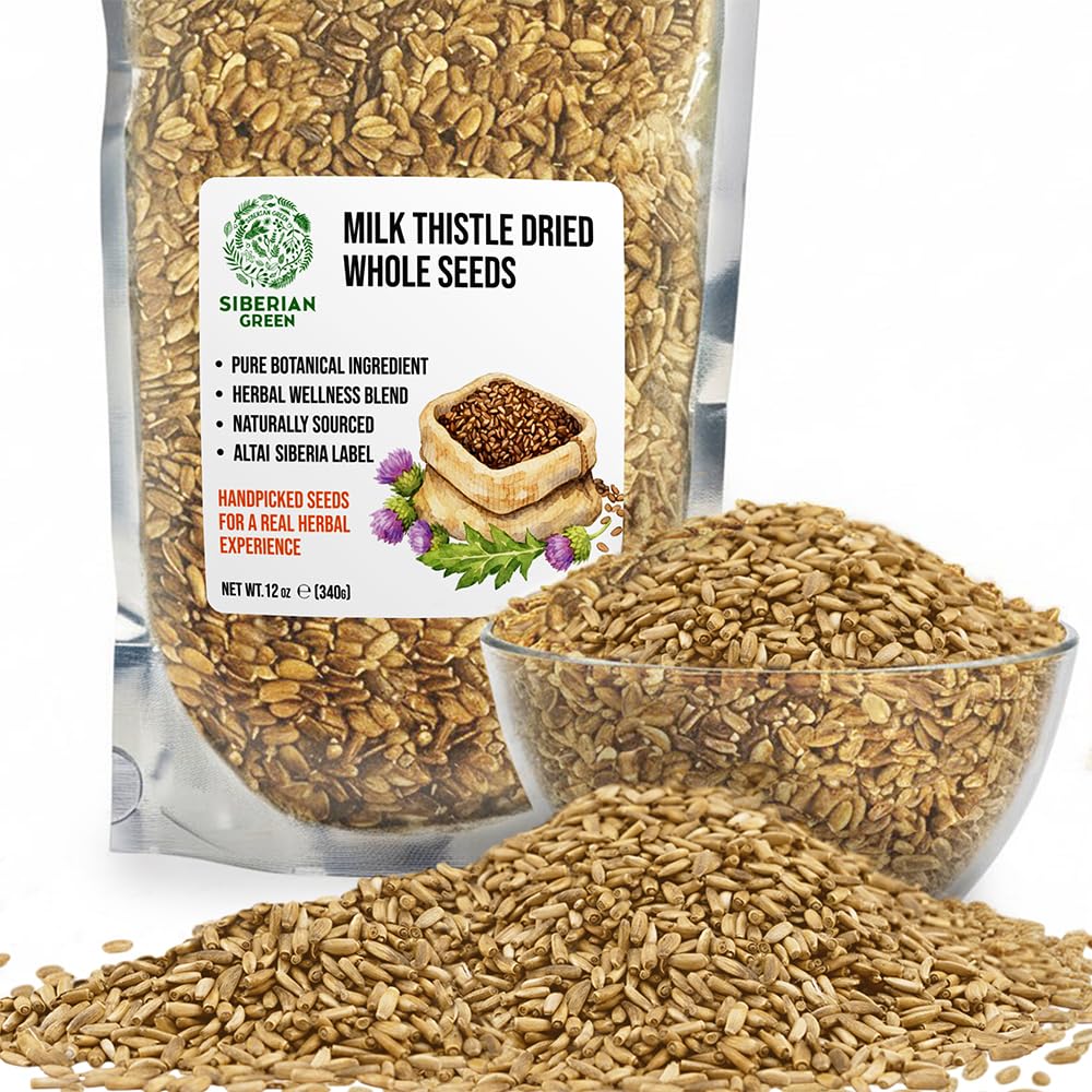 Siberian Green Milk Thistle Dried Whole Seeds Tea 340g (12 oz) Clean Caffeine-Free Harvest Botanical Silybum marianum