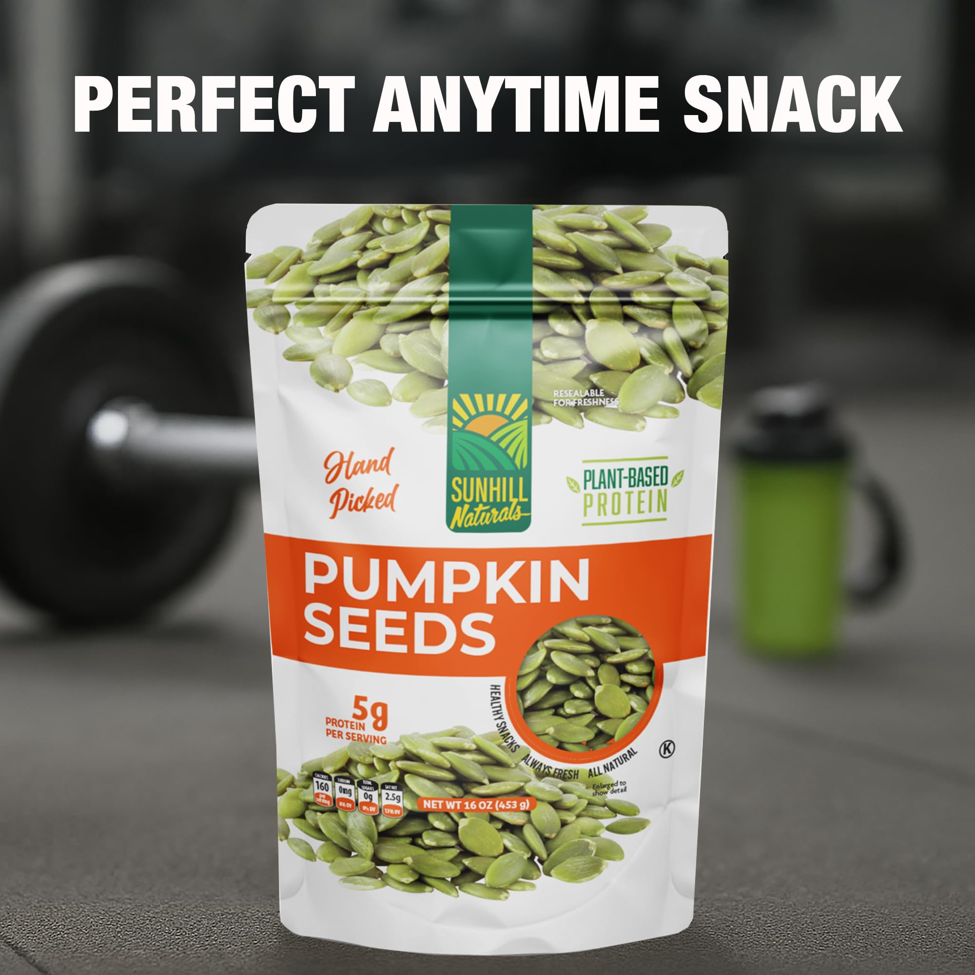Sunhill Naturals Raw Pumpkin Seeds | Heart-Healthy Pumpkin Seed Snack Bag | Low Carb Seeds for Snacking | Keto Snacks for Adults and Kids