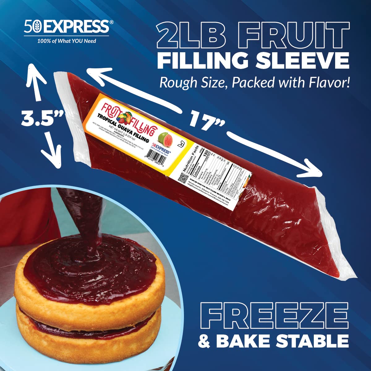 50Express® 12 Count Fruit Filling Sleeve (12 Count/2lb Sleeves) (Tropical Guava)