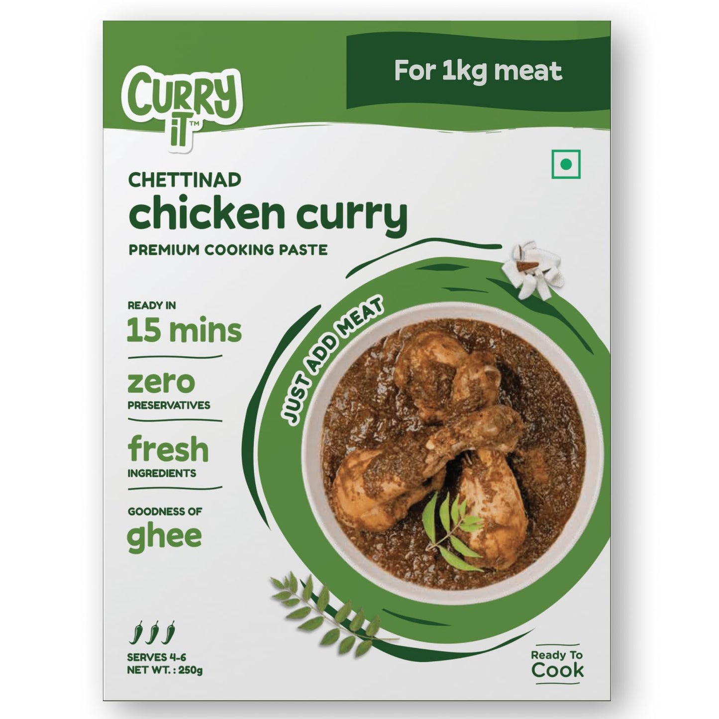 CURRYiT Instant Chettinad Chicken Curry Paste | Just Add Chicken, Lamb, Fish, Egg | Ready in 15-30 Mins | Serves 6 | Made with Ghee | No Preservatives