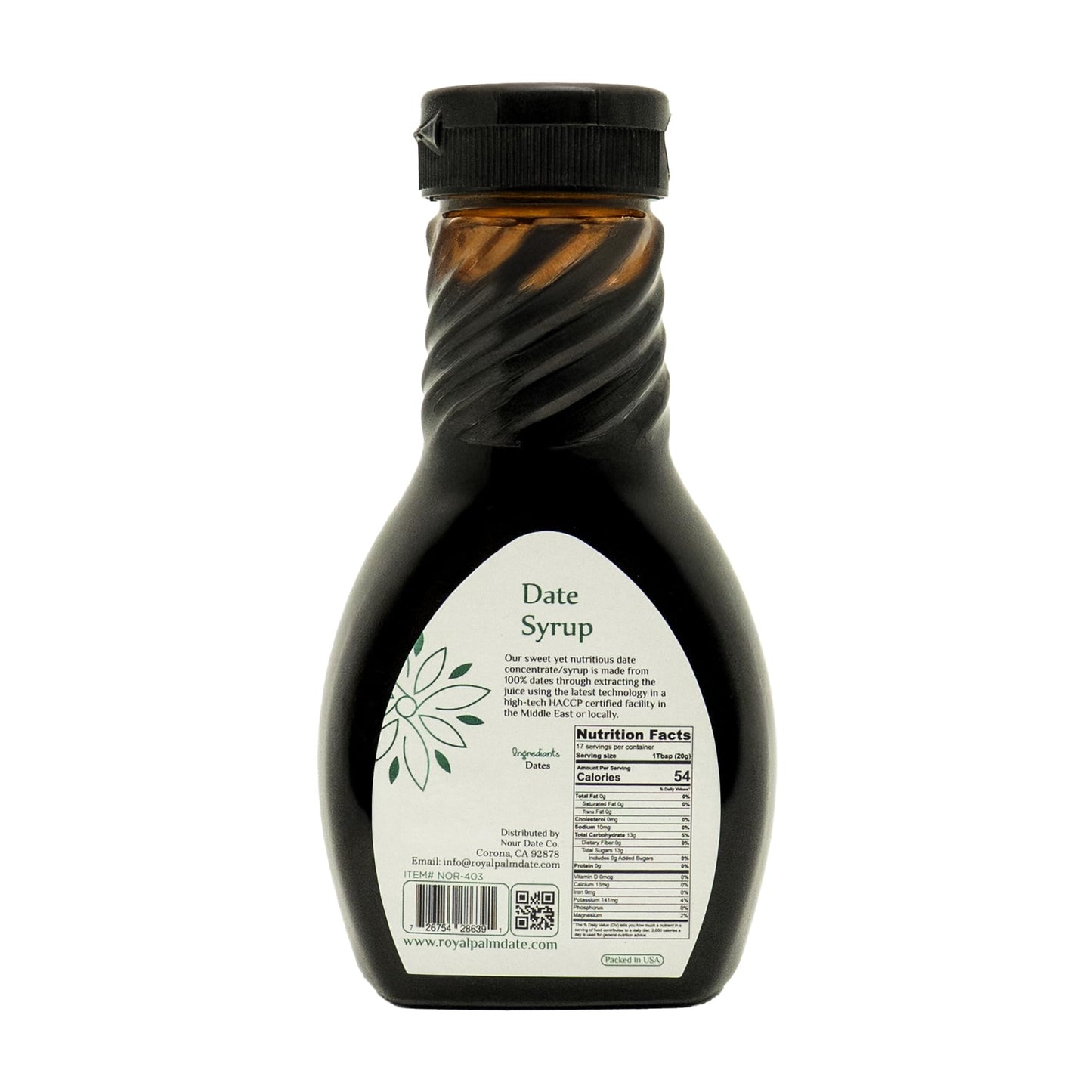Date Syrup | Royal Palm | 12oz | 100% Natural | NO Added Sugar | Non GMO | Kosher