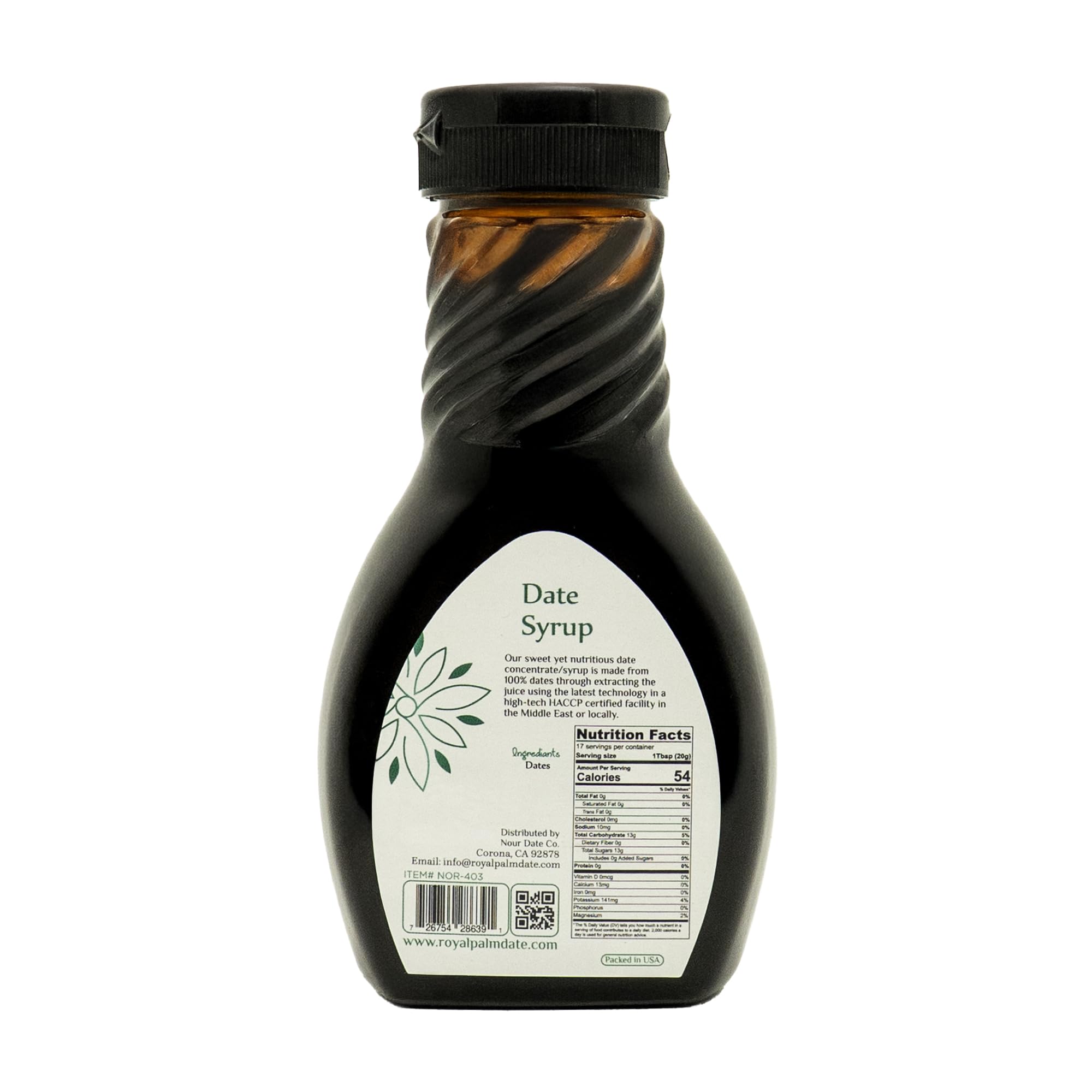 Date Syrup | Royal Palm | 12oz | 100% Natural | NO Added Sugar | Non GMO | Kosher