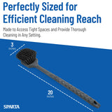 SPARTA 40501EC03 Plastic Large Scrub Brush, Kitchen Brush, Utility Brush With Long Handle For Cleaning, 20 Inches, Black
