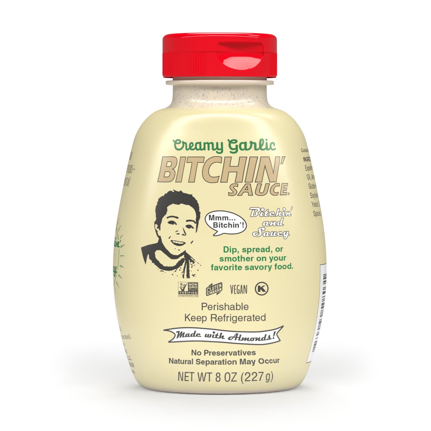 Bitchin' Sauce Creamy Garlic Squeeze Bottle, 8oz - The Almond Dip
