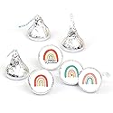 Big Dot of Happiness Hello Rainbow - Boho Baby Shower and Birthday Party Round Candy Sticker Favors - Labels Fit Chocolate Candy (1 sheet of 108)