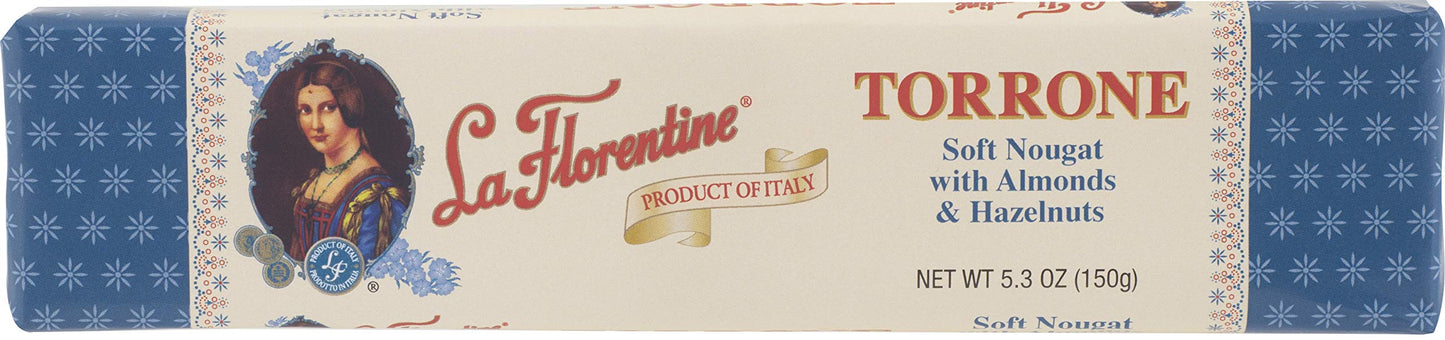 La Florentine Soft Nougat Torrone Bar with Almonds & Hazelnuts, Pack of 6