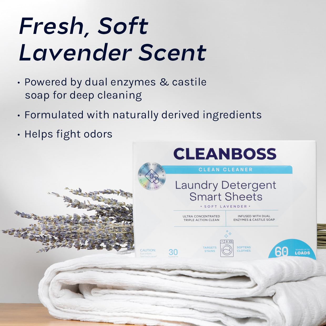 Clean Boss Laundry Detergent Sheets Smart - 60 Sheets - Liquidless Soap Fresh and Clean