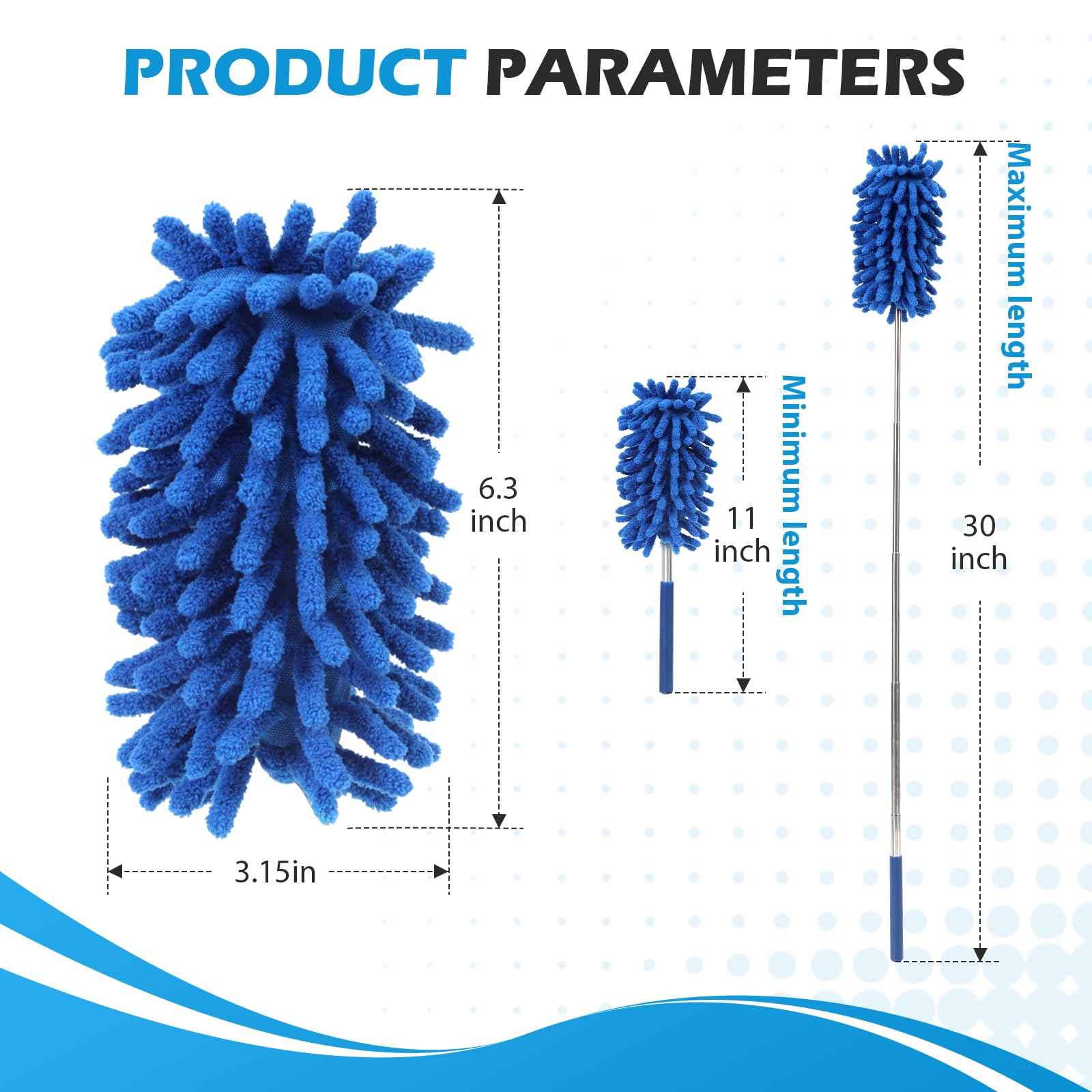 ZZ LAZYCOTTAGE 12 Pack Microfiber Dusters for Cleaning, High Duster with Extension Pole, Long Handled Feather Dusters, Household Cleaning Supplies