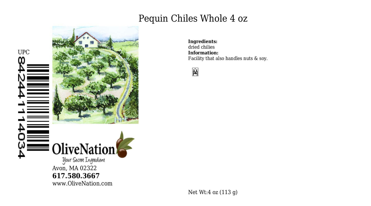 OliveNation Pequin Chiles, Whole Dried Peppers - 4 ounces