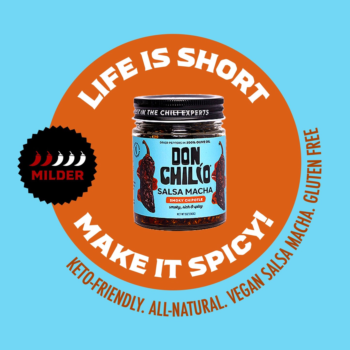 Don Chilio Smoky Salsa Macha Chili Oil, 5 oz., 3 Pack - Guajillo & Chipotle - Delicious Mexican Chili Oil in 100% Olive Oil, Keto-Friendly