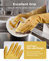 FCTTD Rubber gloves on dishwashing cleaning gloves 3-Pairs,Kitchen dish gloves,Reuseable.(3,Small)