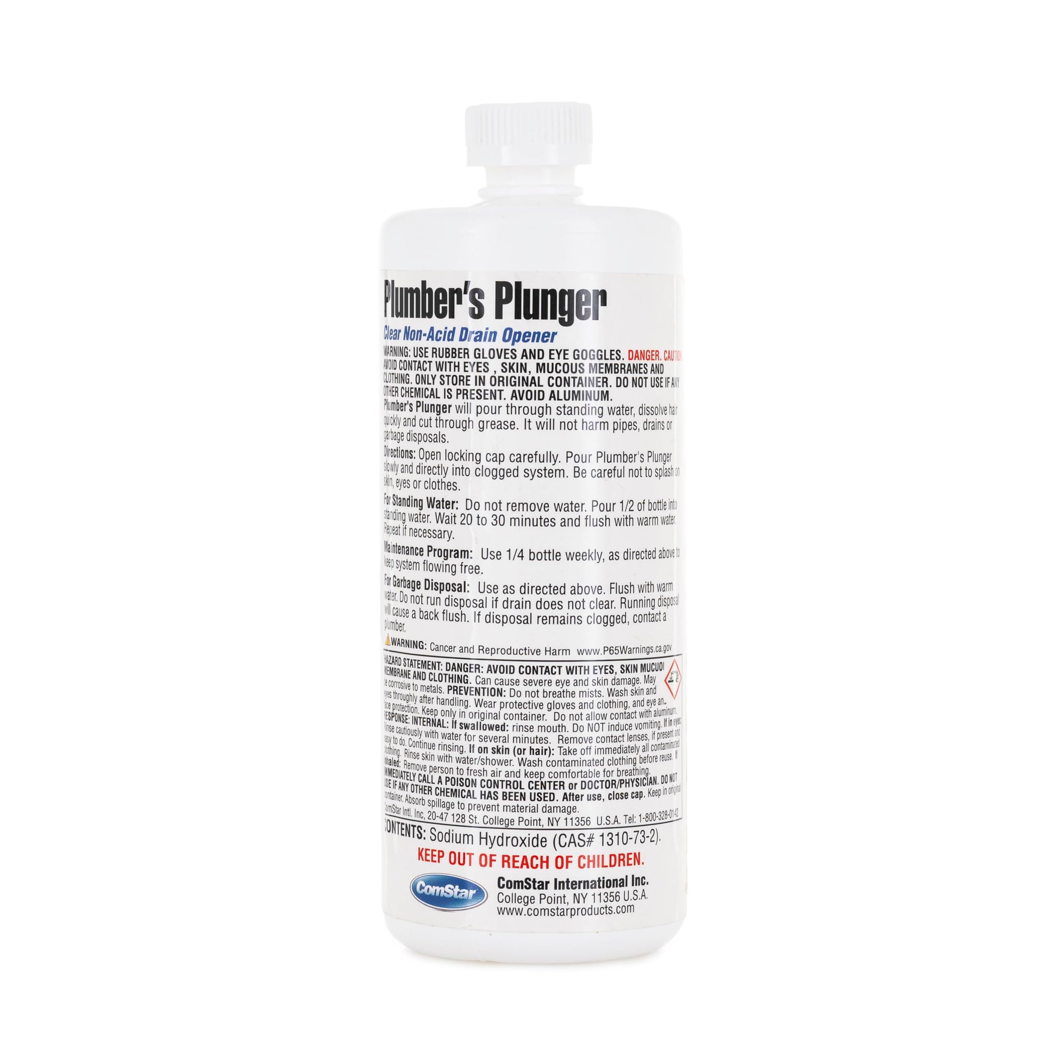 ComStar Plumber’s Plunger, 1 Quart, Liquid Drain Opener, Frees Clogged Drains Fast, Dissolves Hair Grease Soap & Organic Matter, Safe For Pipes