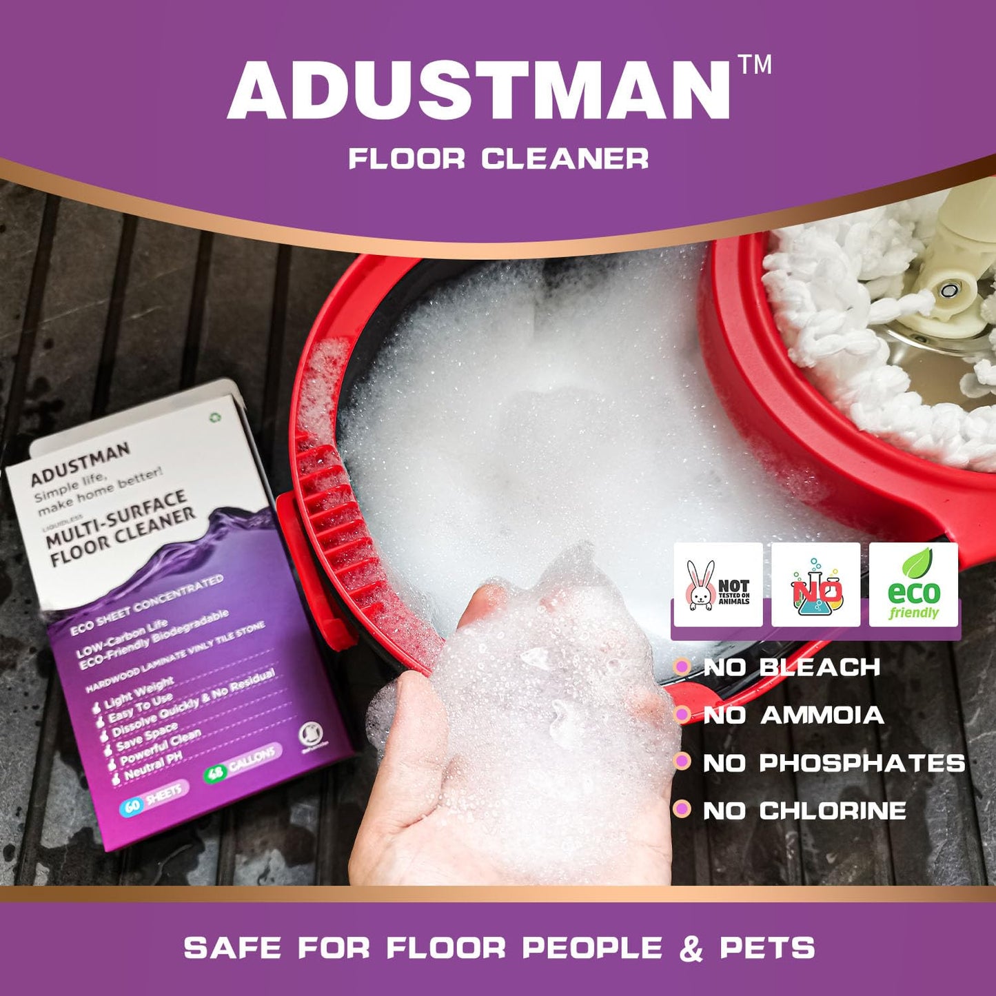 Eco Friendly Floor Cleaner Concentrated Biodegradable Cruelty-Free Hard-Surface Hardwood Laminate Vinyl LVT LVP Marble,Plastic Free Light-weight