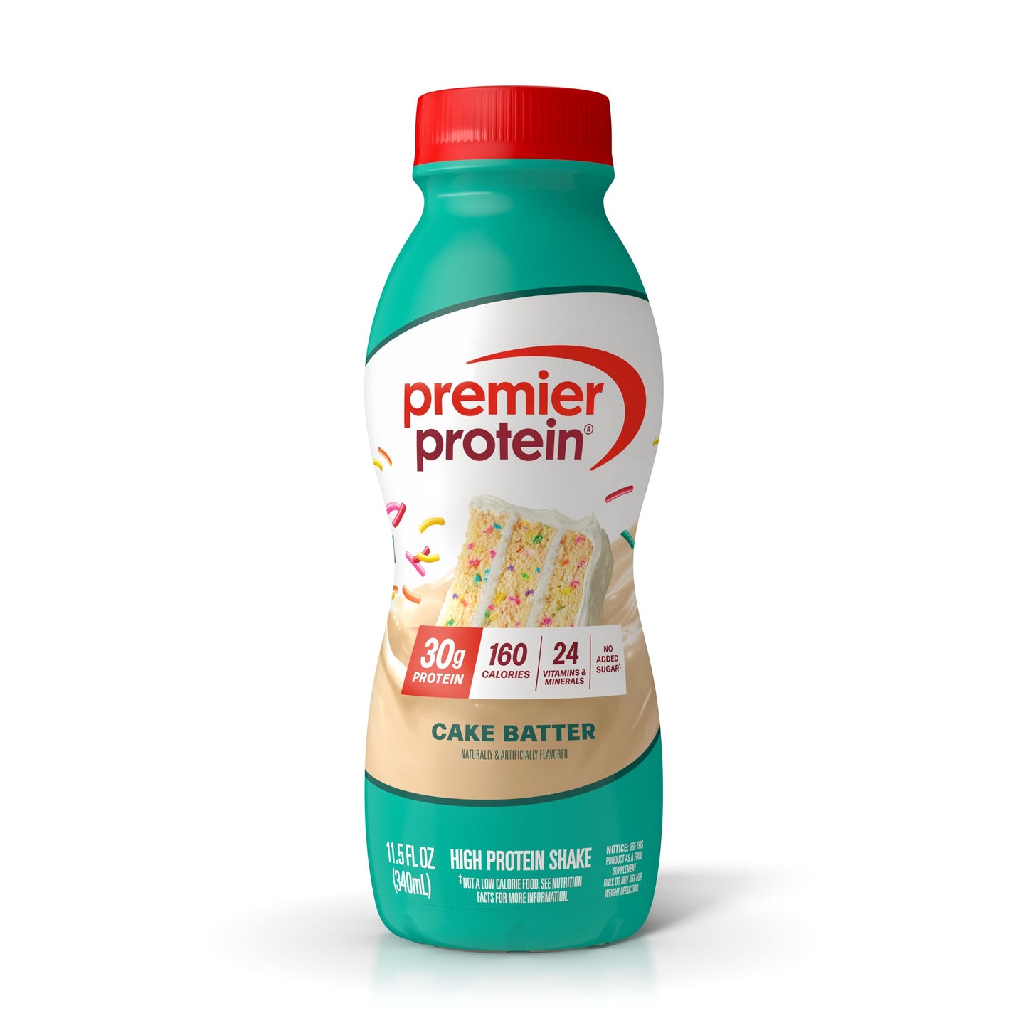 Premier Protein Shake, Cake Batter, 30g Protein, No Added Sugar, 24 Vitamins & Minerals to Support Immune Health, 11.5 fl oz, 1 Pack