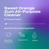 Zum by Indigo Wild All-Purpose Cleaner - Natural Multipurpose Cleaner Made with Essential Oils, Baking Soda & More - Sweet Orange, 16 fl oz