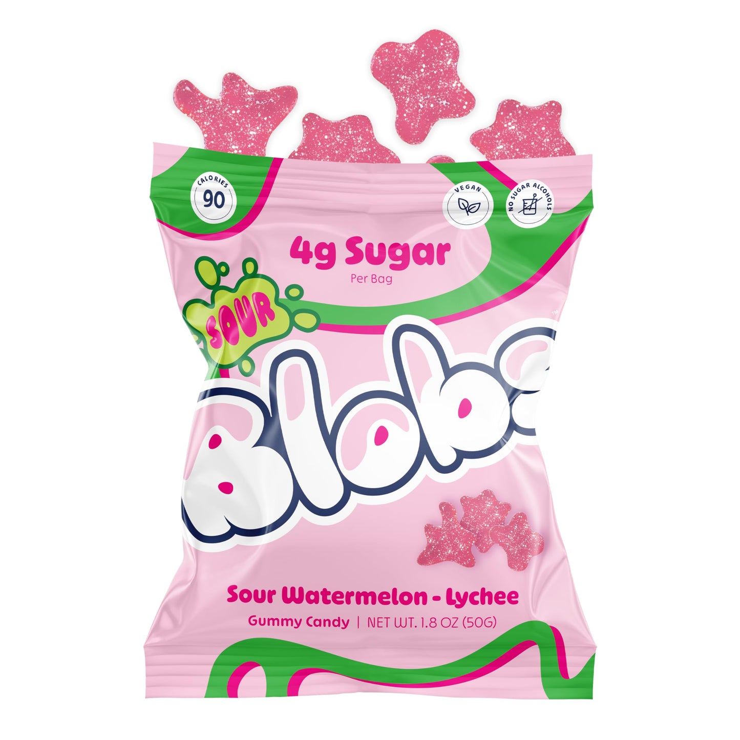 Blobs SOUR Gummy Candy Low Sugar, Low Calorie, Gluten Free for Kids & Adults - No Sugar Alcohols, Vegan, No Dyes - 1.8 oz per Bag (Pack of 6)