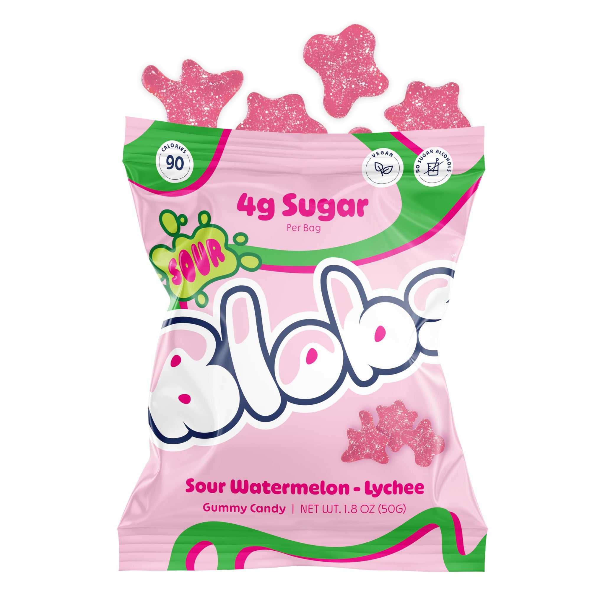 Blobs SOUR Gummy Candy Low Sugar, Low Calorie, Gluten Free for Kids & Adults - No Sugar Alcohols, Vegan, No Dyes - 1.8 oz per Bag (Pack of 6)