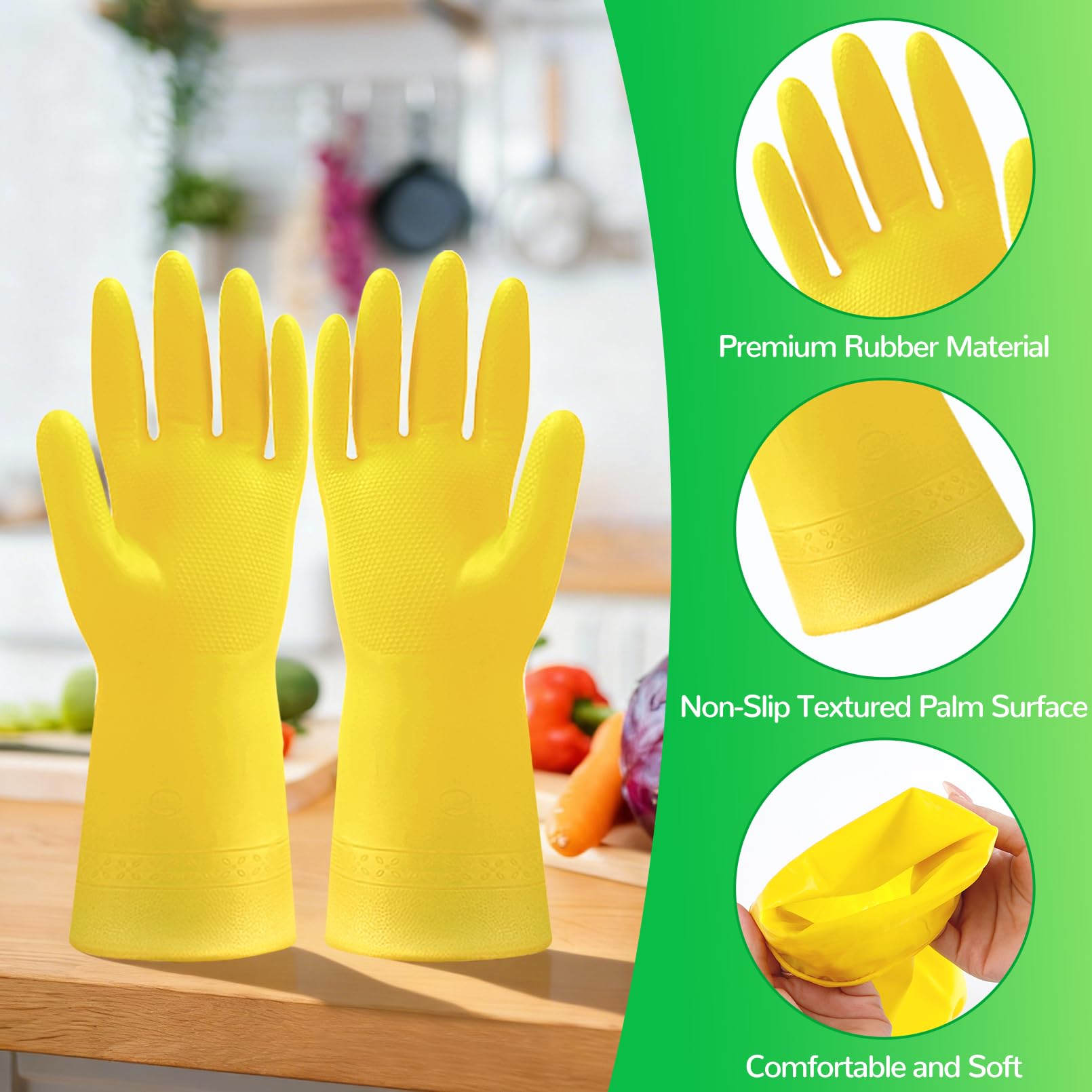 Bgtecho 36 Pairs Rubber Dishwashing Gloves, Reusable Household Cleaning Gloves, Long Kitchen Glove for Washing Dishes, Non Slip Rubber Cleaning Glove