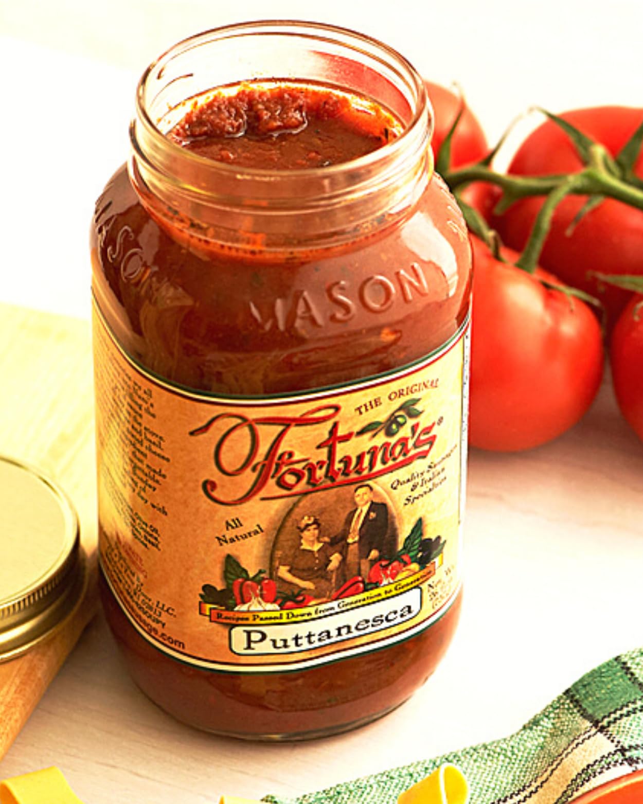 Fortuna's Puttanesca Sauce - Made in USA with Authentic Italian Recipe, All-Natural, Homemade Taste, 26 fl ozJar - Perfect for Pasta, Pizza, and More
