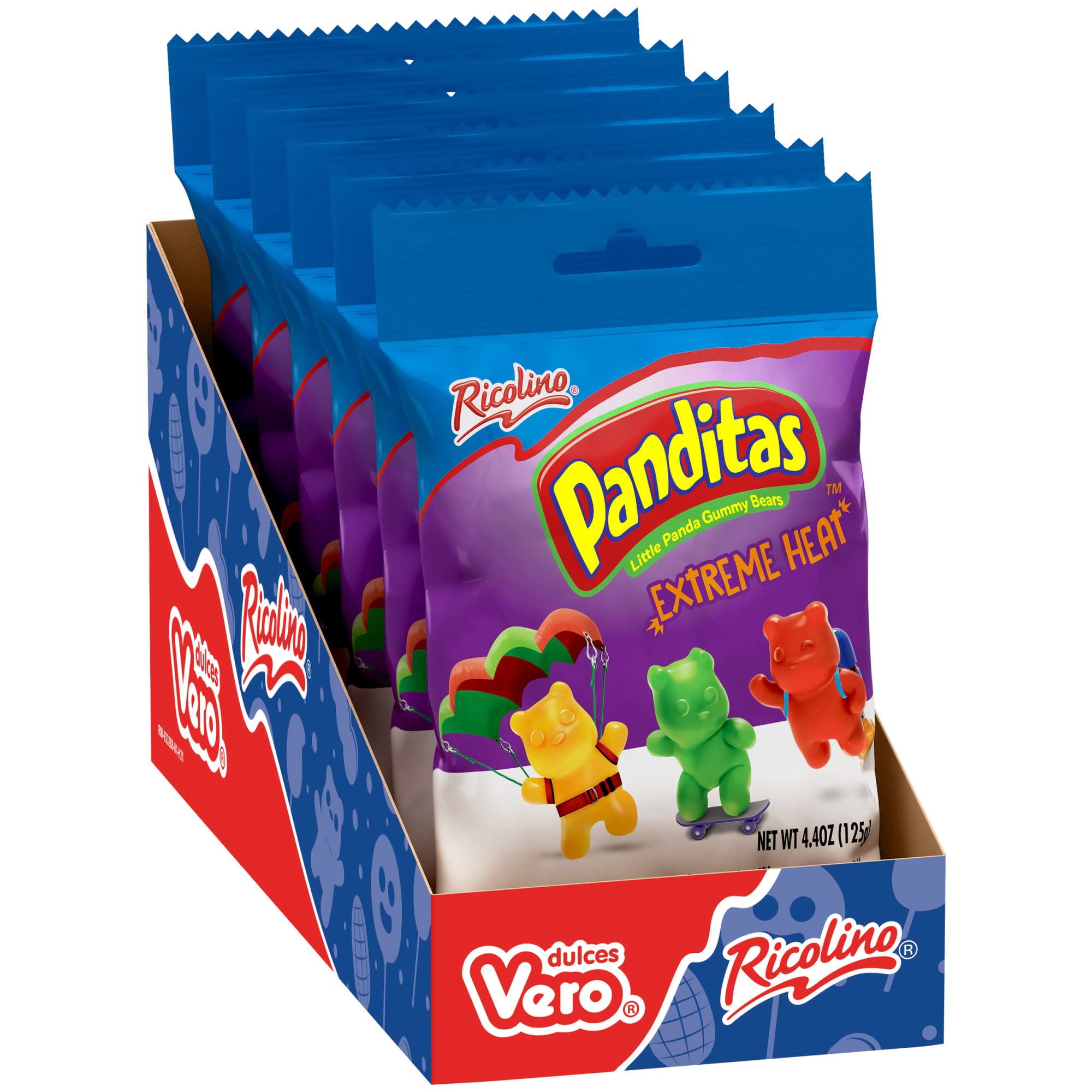 RICOLINO Panditas Extreme Heat Gummies Box with 6 bags of 4.4 ounces