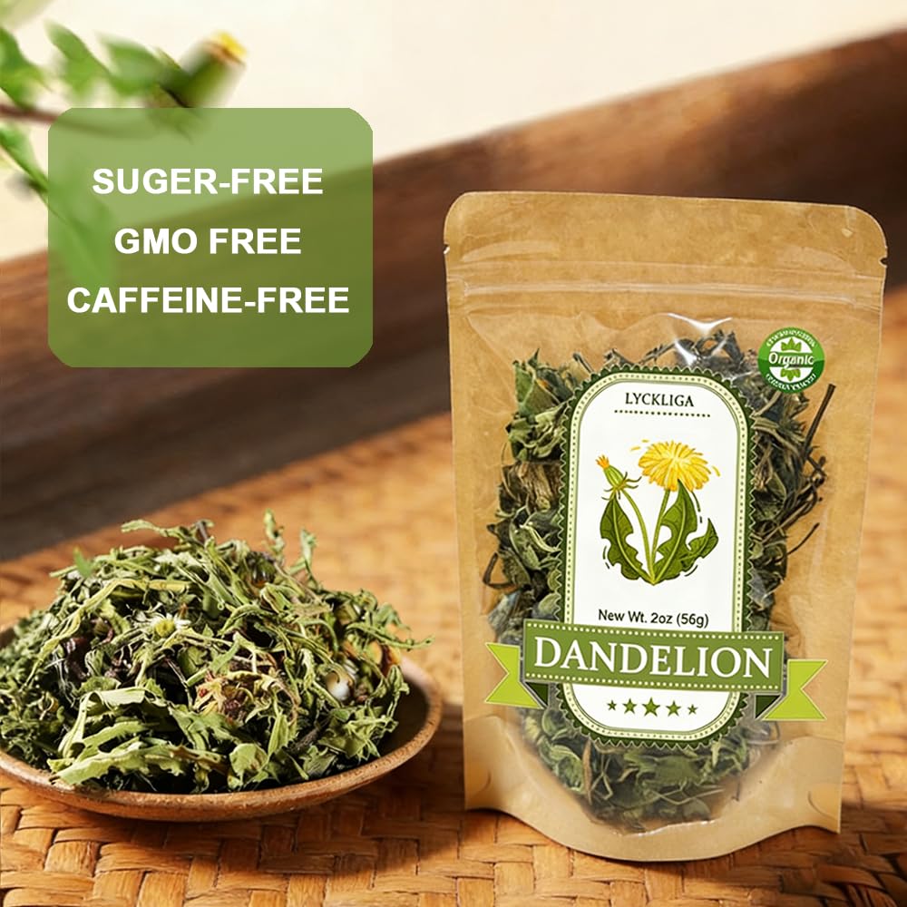 Dandelion Leaf & Root Loose Leaf Tea -Diente de Leon (Whole Dandelion) for Digestive Support & Detox, 2 oz (56g), 100% Natural Taraxacum, Vegan