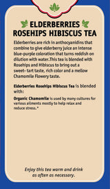 Herbal Cup Ayurveda Elderberries Tea, Organic Rosehips Hibiscus, No Caffeine Herbal Supplement (16 Count, Pack of 6)