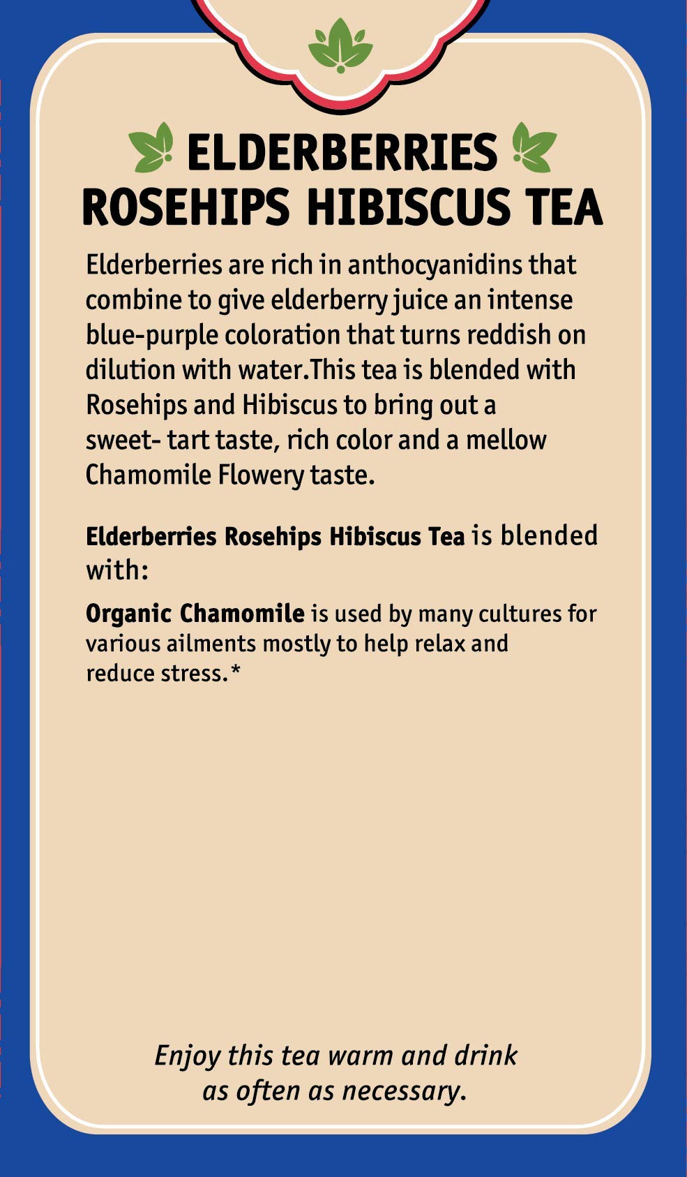 Herbal Cup Ayurveda Elderberries Tea, Organic Rosehips Hibiscus, No Caffeine Herbal Supplement (16 Count, Pack of 6)