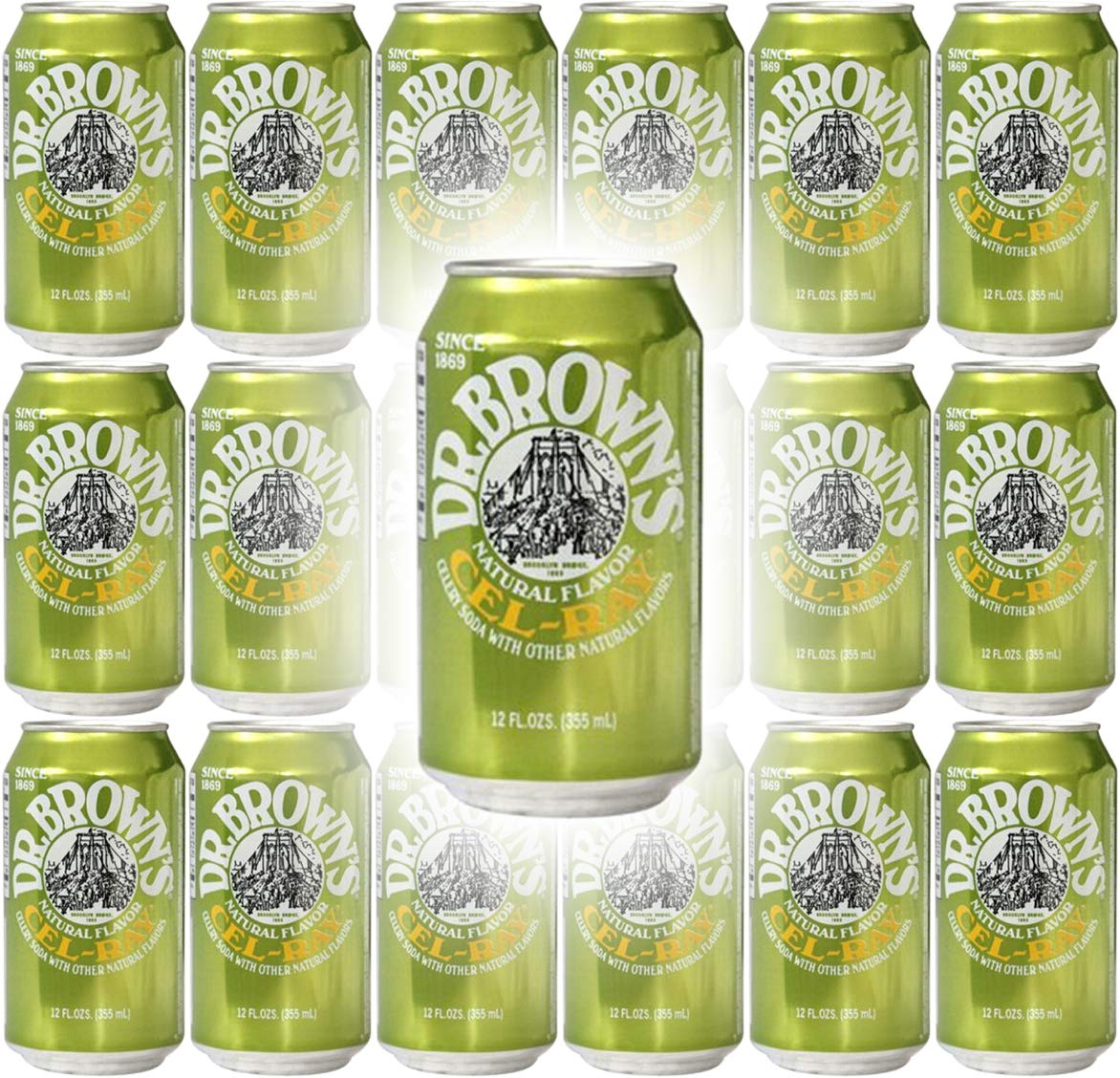 Dr. Brown's Cel-Ray Celray Soda, 12oz Can (Pack of 18, Total of 216 Oz)