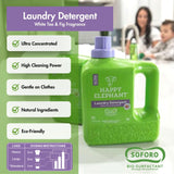 Happy Elephant Liquid Laundry Bundle, White Tea & Fig Scent, Natural Laundry Detergent & Fabric Softener, Plant Based, Stain Remover & Fabric