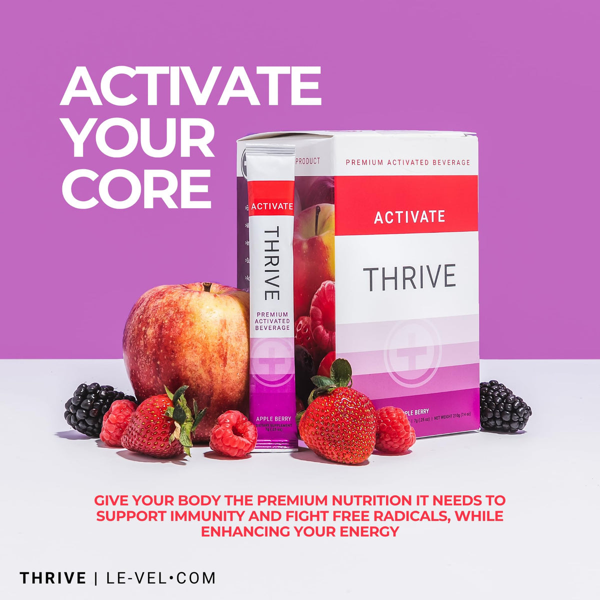 Thrive Activate - Focus & Energy Drink Powder Mix with Real Flavor, 30 Packets- Enhanced Energy, Performance, Vitamin C, Vitamin E, B12 for Mental
