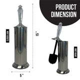 Splash Home Adora Stainless Steel Toilet Brush with Holder, Bowl Scrubber with Durable Cleaning Bristles, Hidden Brush with Splash Protective Disc