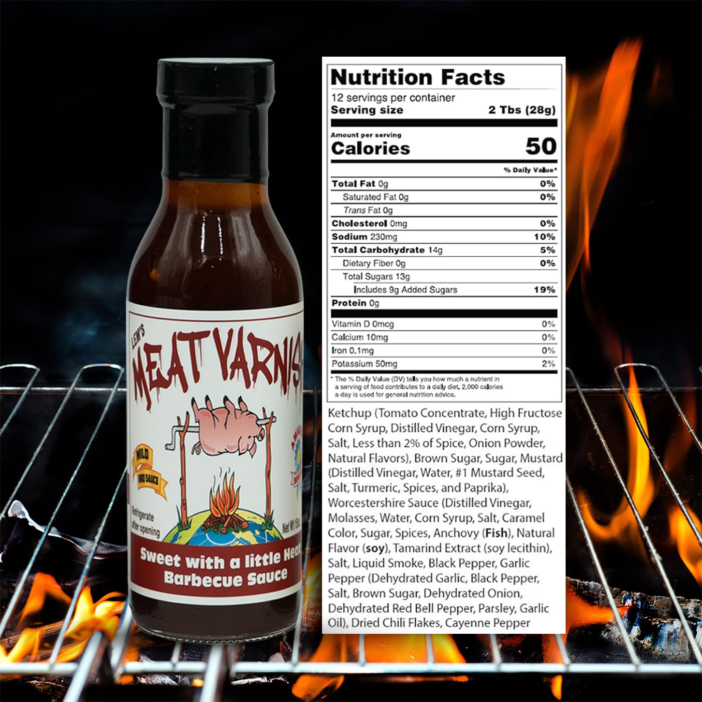 Lem’s Meat Varnish Mild BBQ Sauce - Sweet BBQ Sauce for Meat, Chicken, and More - Gluten Free - Best for Grilling, Smoking & Marinating - 12 oz Bottle