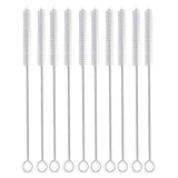 Long Straw Brush Cleaner (10 Pack), Flexible Nylon Tube Cleaning Brushes with 0.4" Bristles, Rust-Proof Stainless Steel Wire Washer for Reusable
