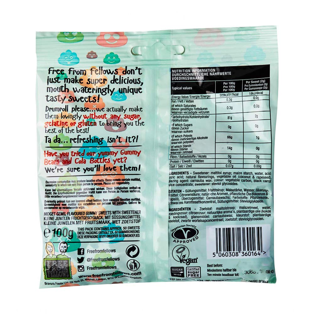 Free From Fellows Sugar Free Midget Gems Sweets 3.5oz
