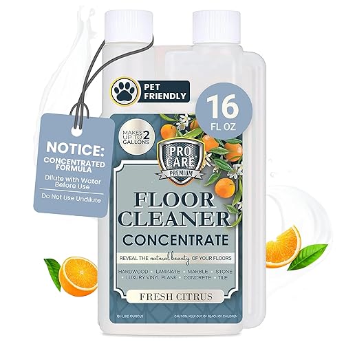 ProCare Citrus Floor Cleaner Concentrate (Made in USA) | Streak-free Cleaner for Vinyl, Wood, Tile, Stone & Laminate Floor Cleaner For Mopping