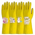 ROYIPAI 4 Pairs Kitchen Rubber Cleaning Supplies Cute Patterns Gloves Household Cleaning Gloves For Dishwashing (so cute serial 1, Large)