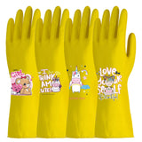 ROYIPAI 4 Pairs Kitchen Rubber Cleaning Supplies Cute Patterns Gloves Household Cleaning Gloves For Dishwashing (so cute serial 1, Large)