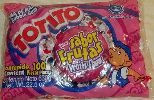 Totito Sabor Frutas - Fruits Goma De Mascar Bubble Gum 100 Pcs Net. Wt. 22.5oz