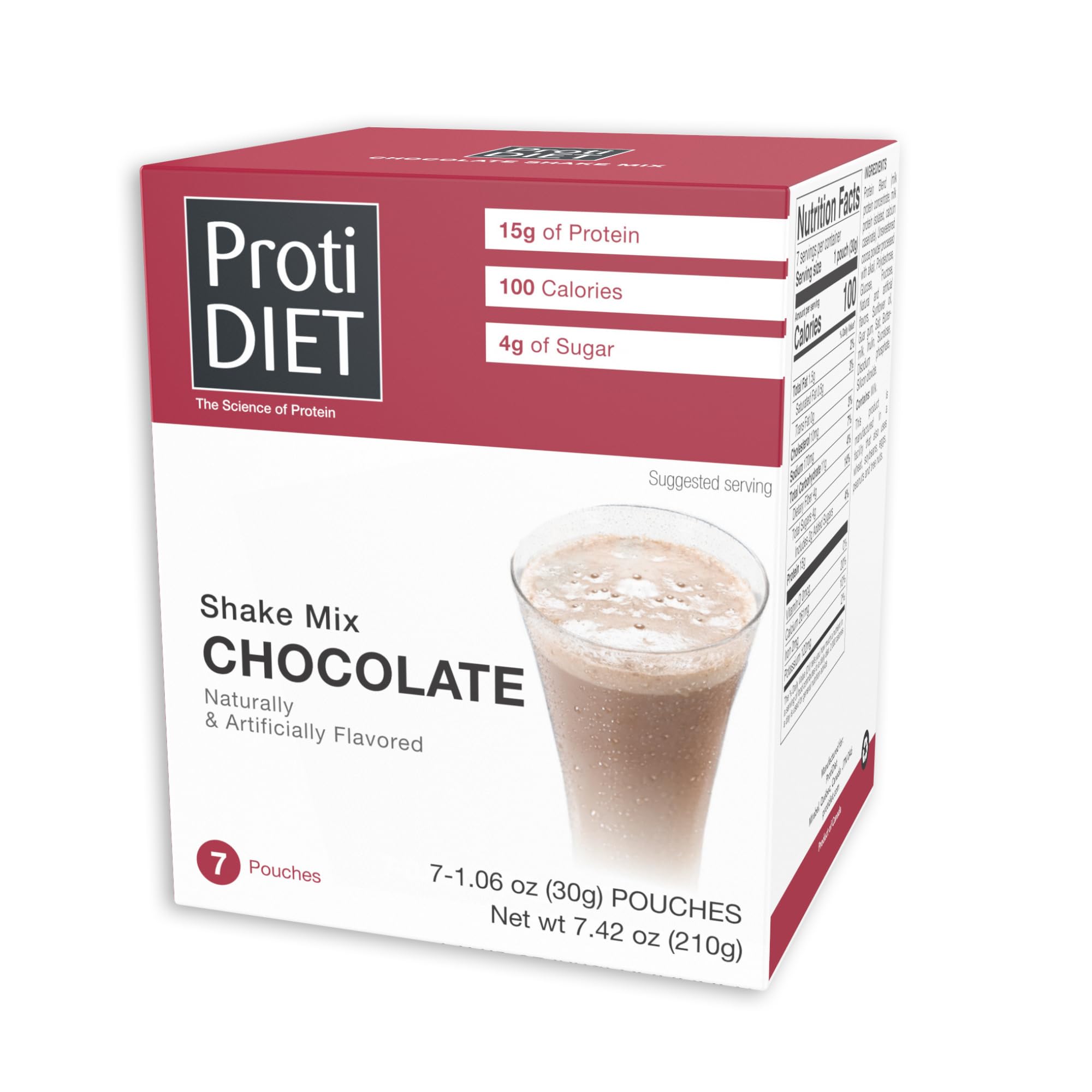 ProtiDIET Chocolate Protein Shake - Low Fat, High Protein Drink for a Healthy Active Lifestyle - Quick and Easy Preparation Chocolate Protein Drink