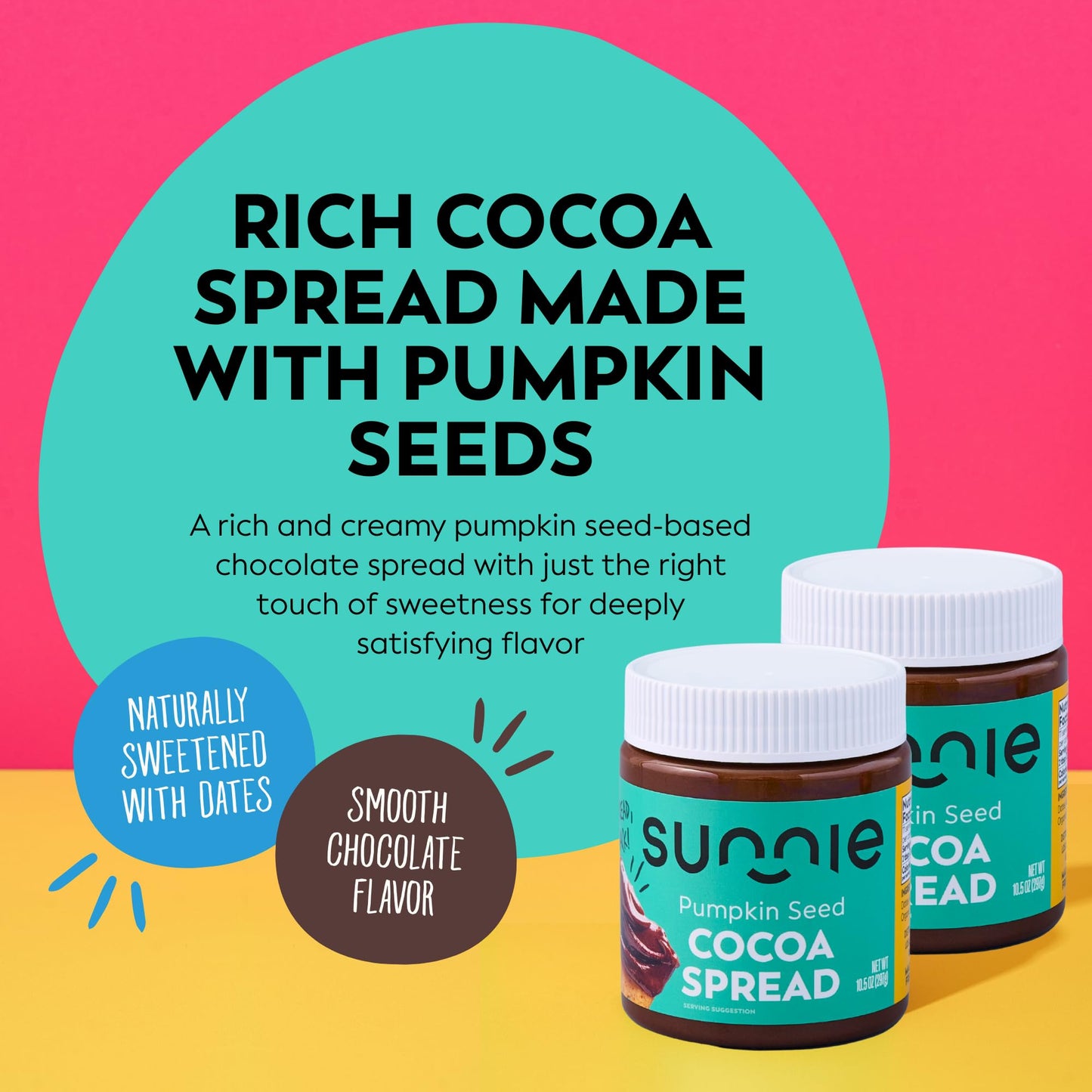 Sunnie Allergen-Free, Organic Pumpkin Cocoa Spread, Creamy Chocolate Butter Flavor, Made with Avocado Oil, Only 7 Ingredients, Vegan Snack