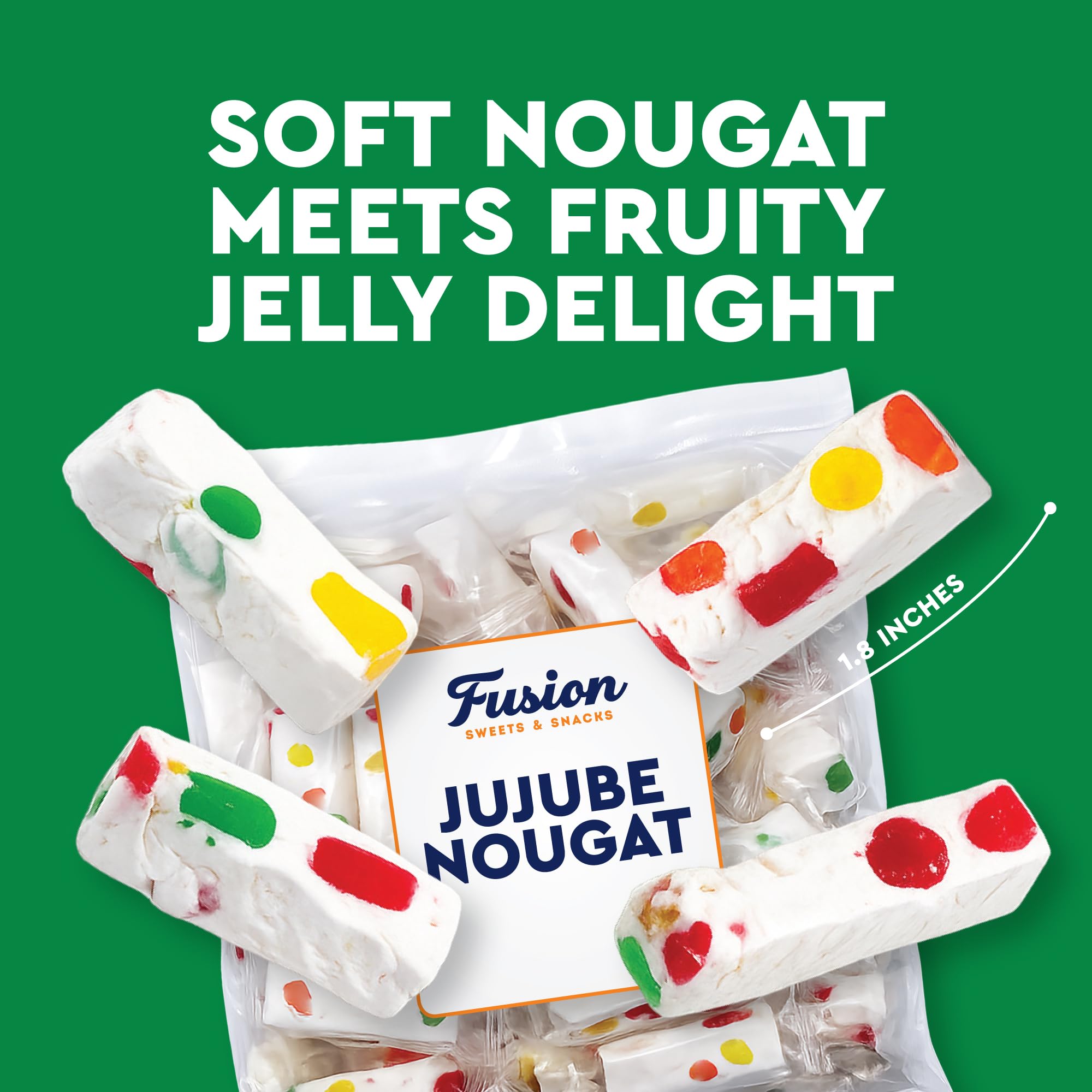 Jujube Nougat Candy - 12 Ounces (Approx. 35 Pieces) - Soft Chewy Fruit Jelly Pieces, Individually Wrapped, Classic Old Fashioned Treat, Easter Egg