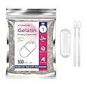 ATLEMISME Empty Gelatin Capsules Size 1 (500 Count) - Gel Caps for DIY Filling with 2 Micro Lab Spoons