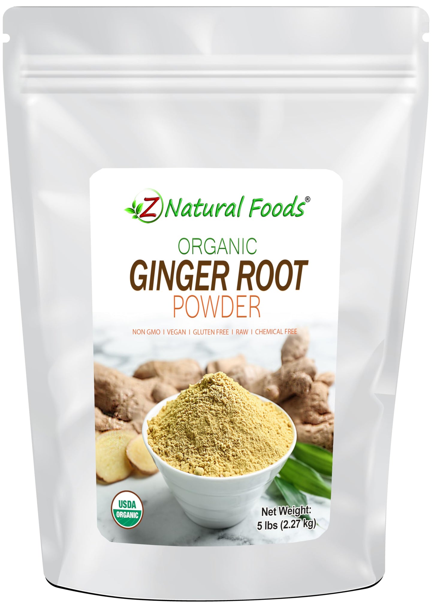 Z Natural Foods Organic Ginger Root Powder - Great for Tea, Juice, Smoothie, Cooking or Baking Recipes - Ground Superfood Spice Supplement - Raw, Non